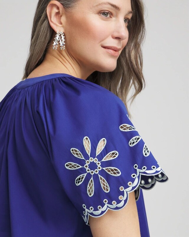 Embroidered Poplin Popover Dress - image 4